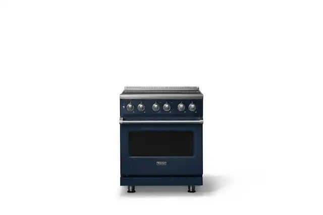 Front. Viking - 30 in. Wide 4 Elements Pro 5 Series 4.7 Cu. Ft. Freestanding Induction Convection Range - Slate Blue - Slate Blue.