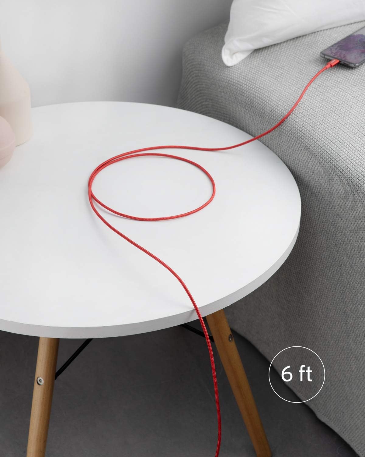 Alt View 5. Anker - Anker USB C to USB C Cable, Type-C 60W Fast Charging Cable (6 FT, 2Pack) - Red.