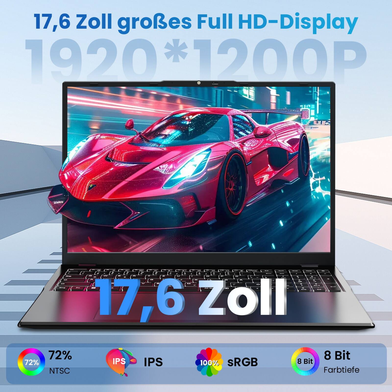 17,6 Zoll großes Full HD-Display  
1920*1200P  

17,6 Zoll  

72% NTSC  
100% sRGB  
8 Bit Farbtiefe  

IPS  
IPS