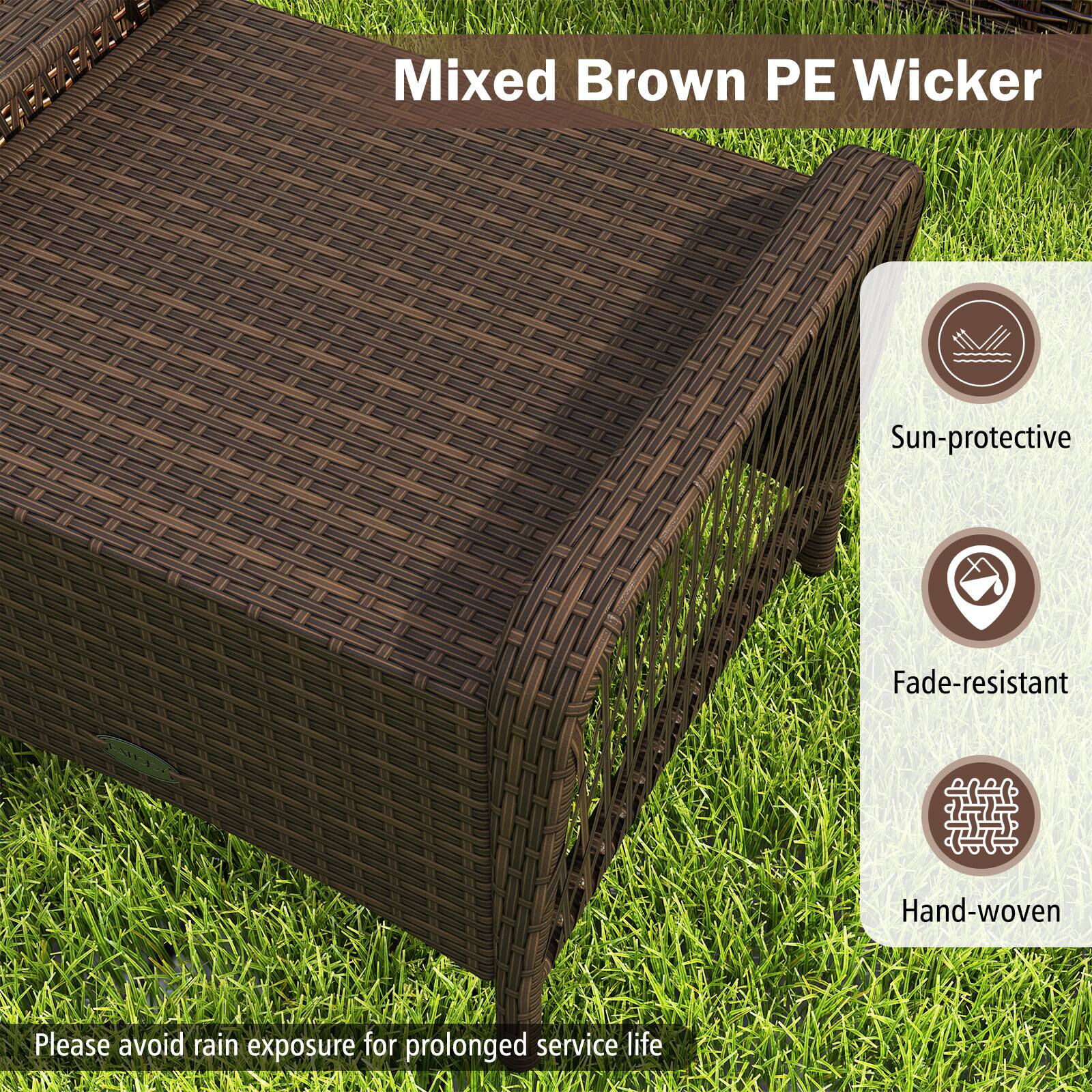 Mixed Brown PE Wicker

- Sun-protective
- Fade-resistant
- Hand-woven

Please avoid rain exposure for prolonged service life.