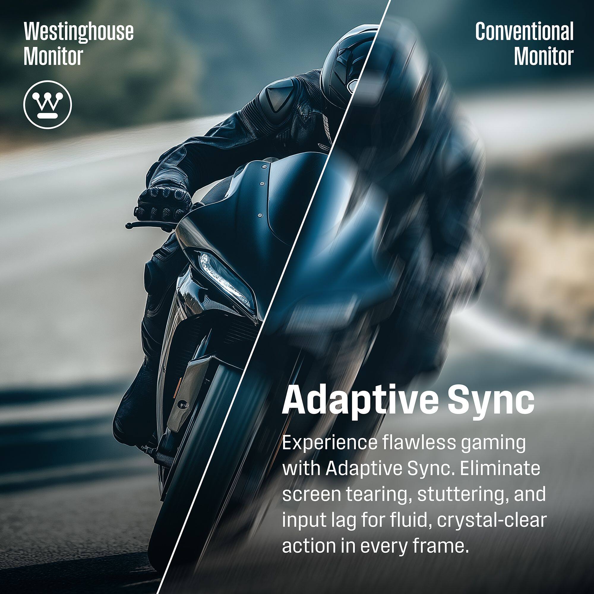 Westinghouse Monitor Conventional Monitor W Adaptive Sync Experience flawless gaming with Adaptive Sync. Eliminate screen tearing, stuttering, and input lag for fluid, crystal-clear action in every frame.
