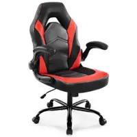 Bestier Ergonomic Faux Leather Adjustable Reclining Swiveling PC and Racing Game Chair - Red - Front_Zoom
