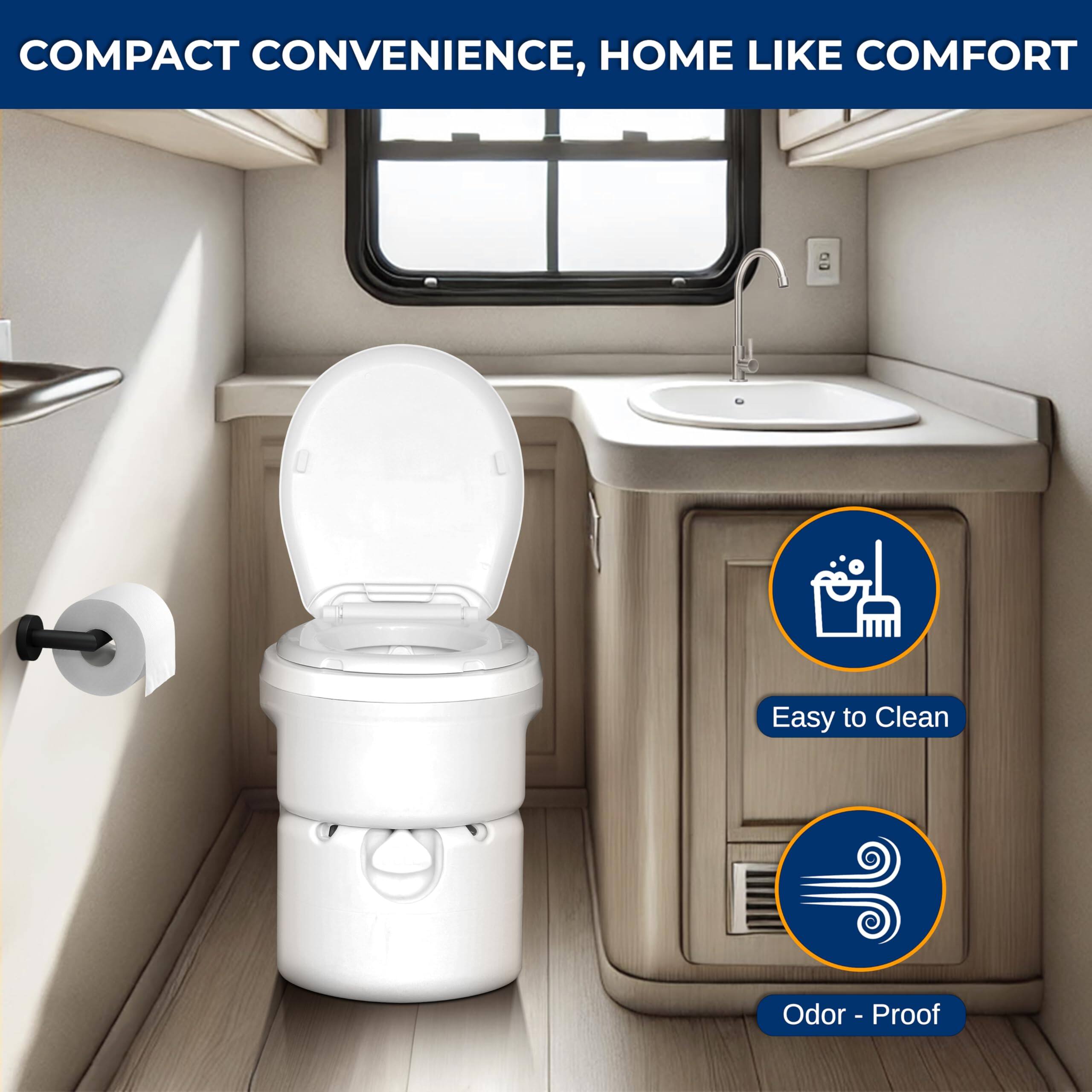 COMPACT CONVENIENCE, HOME LIKE COMFORT

- Easy to Clean
- Odor - Proof