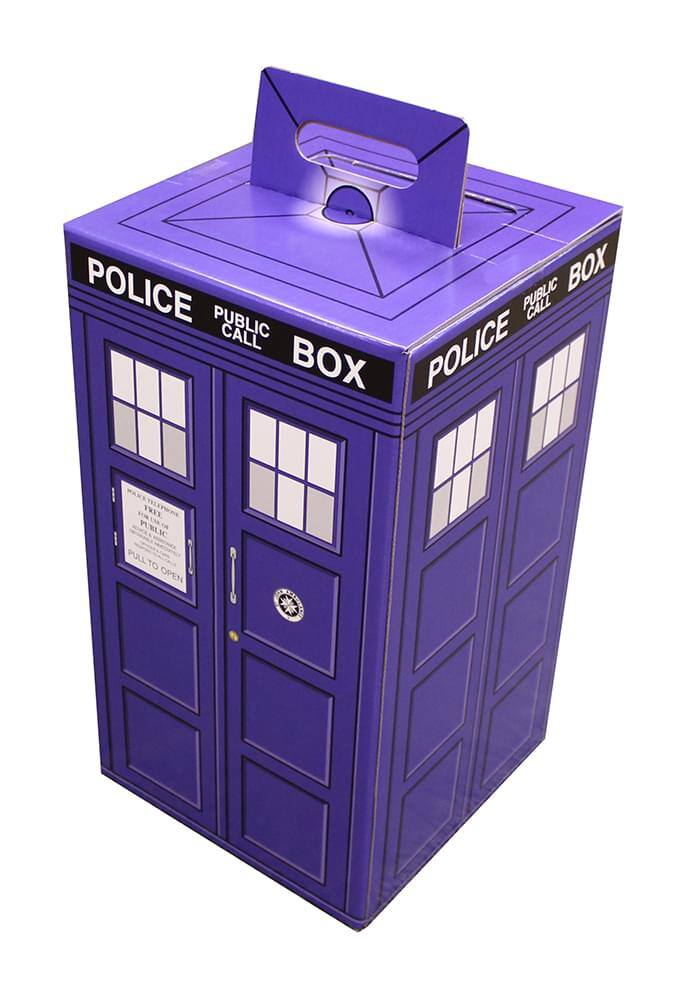 Toynk - Police Call Box 9.5" x 9.5" x 17" Flat Empty Gift Box - Blue