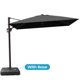 Crestlive Products - 9x11ft Aluminum Crank Cantilever Patio Umbrella with Base - Black