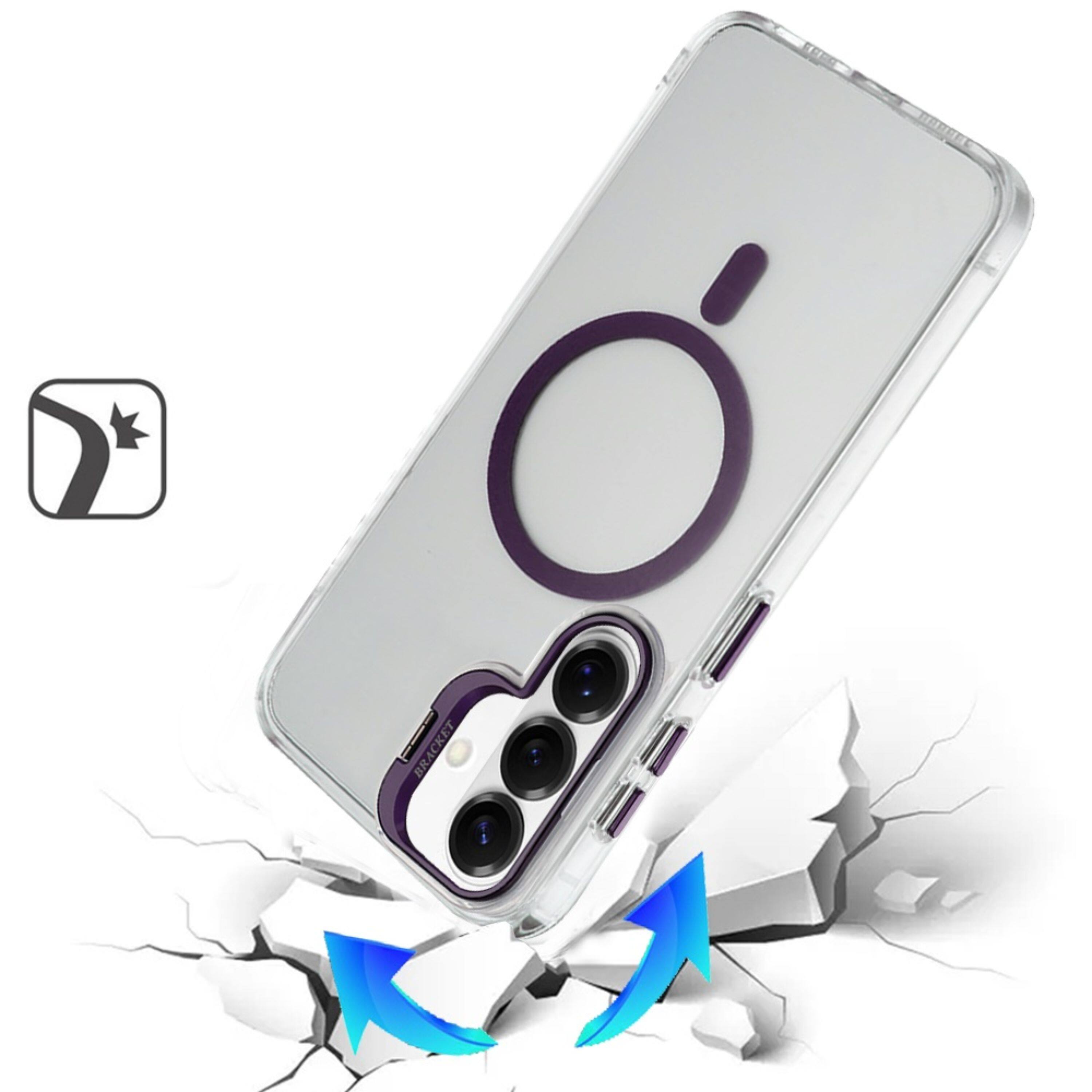 Angle. Kitcheniva - Metallic Camera Stand Magnetic Circle Plus Tempered Glass For Samsung S26 Dark Purple - Dark Purple.