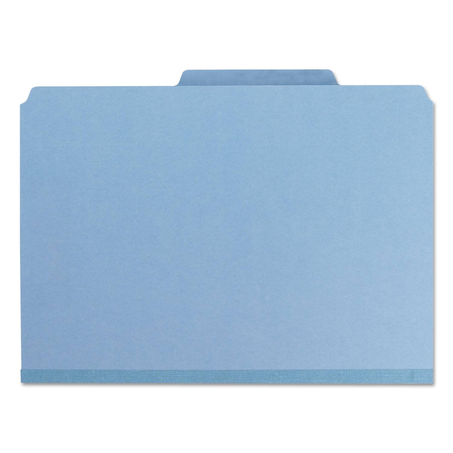 Angle. Smead Manufacturing - Expanding Recycled Heavy Pressboard Folders, 1/3-Cut Tabs: Assorted, Letter Size, 1" Expansion, Blue, 25/Box.