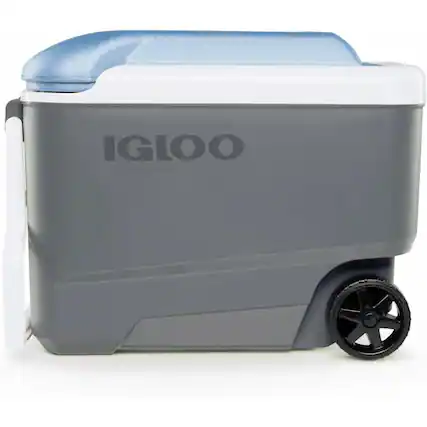 Front. Igloo - IGLOO MaxCold 40 qt. Roller Hard Cooler - Jet Carbon/Ice Blue - Jet Carbon/Ice Blue.