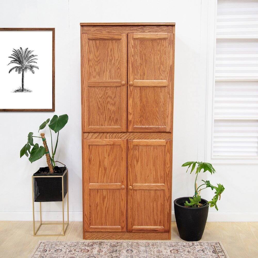 Alt View 5. Concepts in Wood - Multi use Storage Cabinet 5 Shelves Dry Oak Finish - Brown.