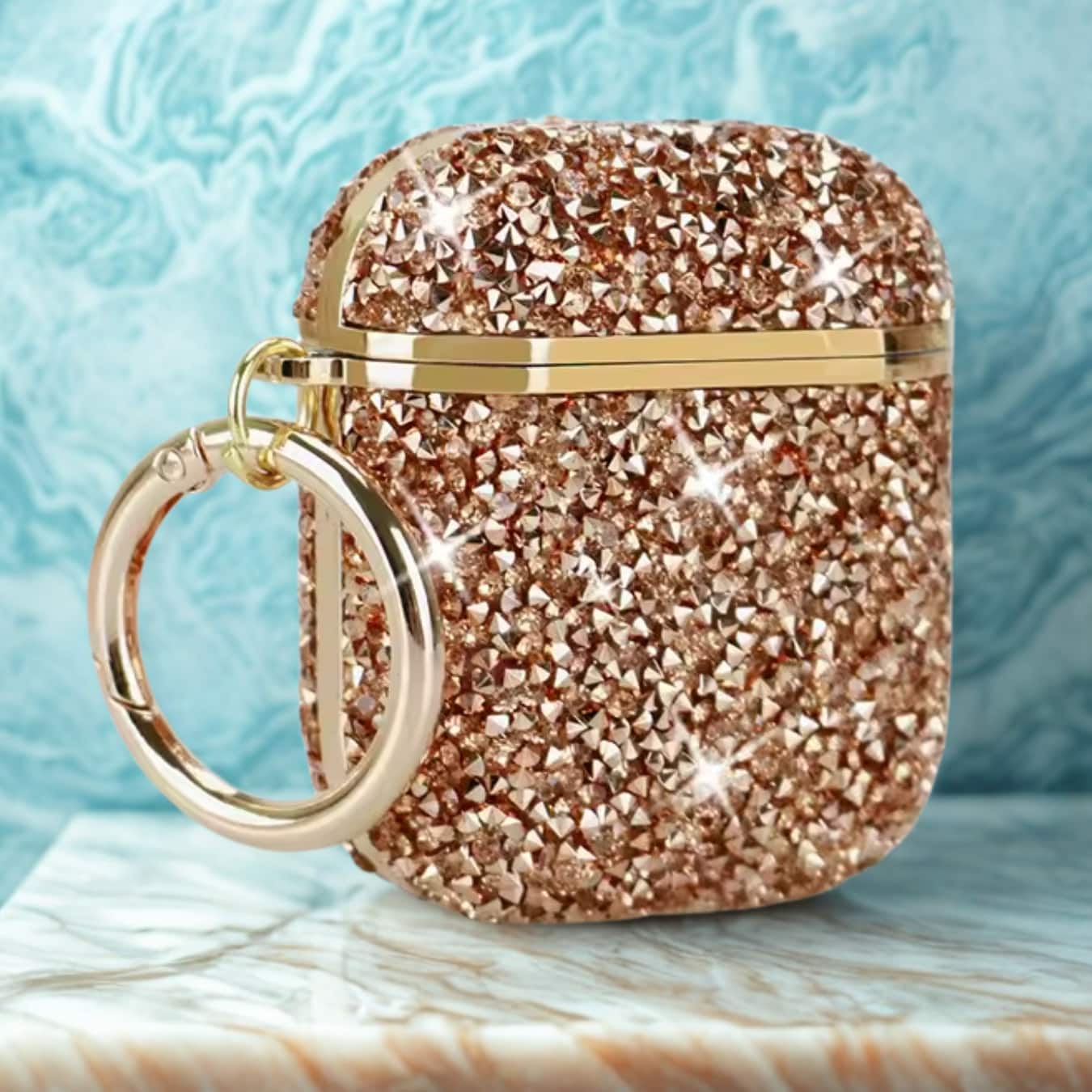 Entronix - Luxury Rhinestone Case for AirPods 4th Generation - Stylish and Protective Cover - Rose