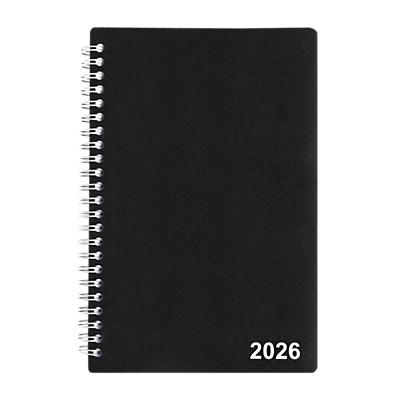 Front. Staples - 2026 Staples 5" x 8" Weekly & Monthly Planner, Black - Black.