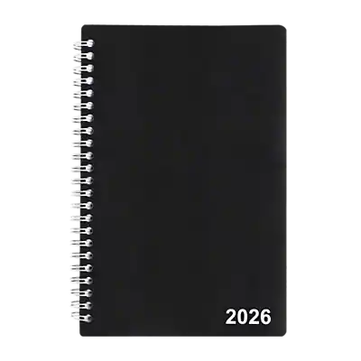 Front. Staples - 2026 Staples 5" x 8" Weekly & Monthly Planner, Black - Black.