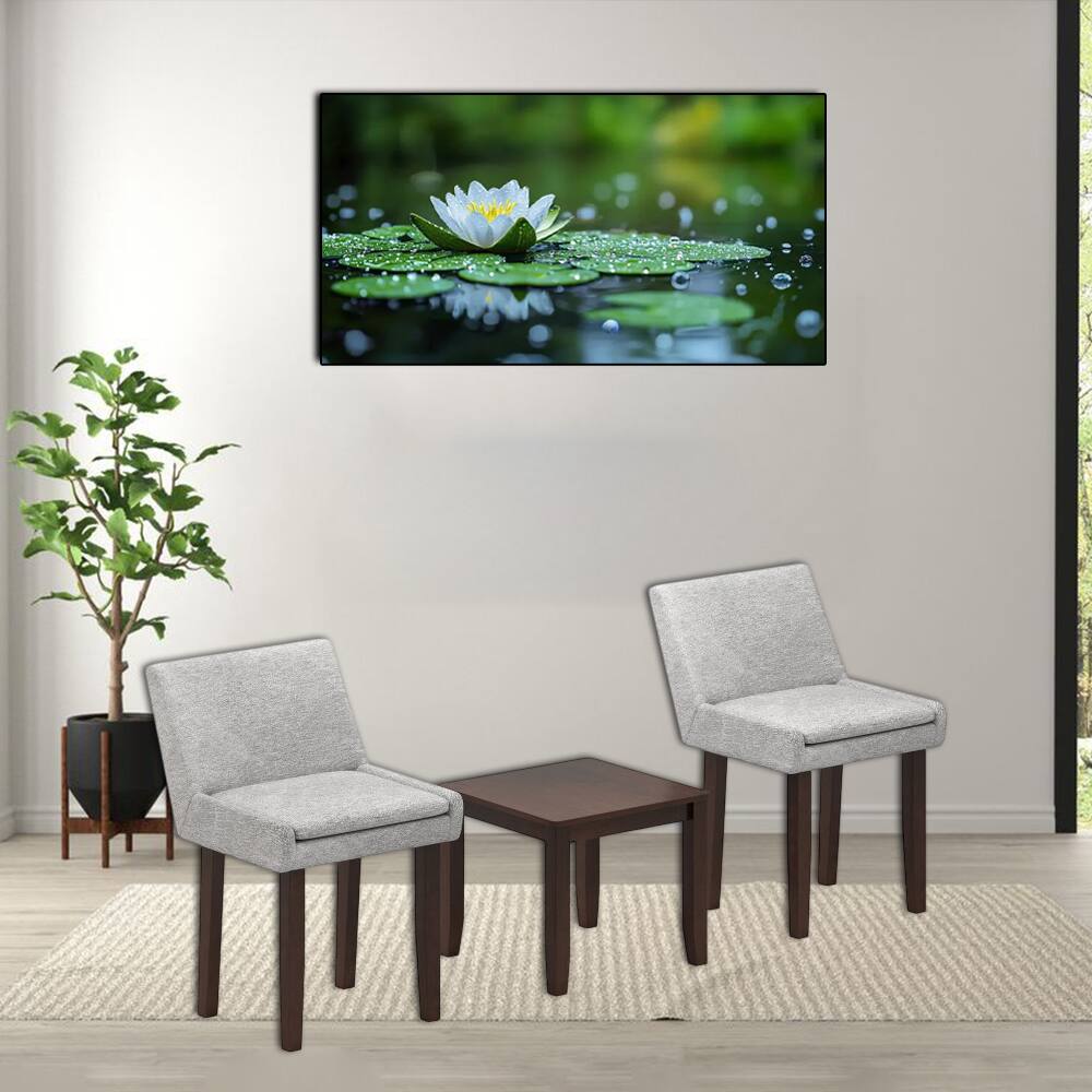 Front. Hivvago - 3-Piece Modern Chair and Table Set for Dining, Kitchen, and Living Spaces - Dark Brown.