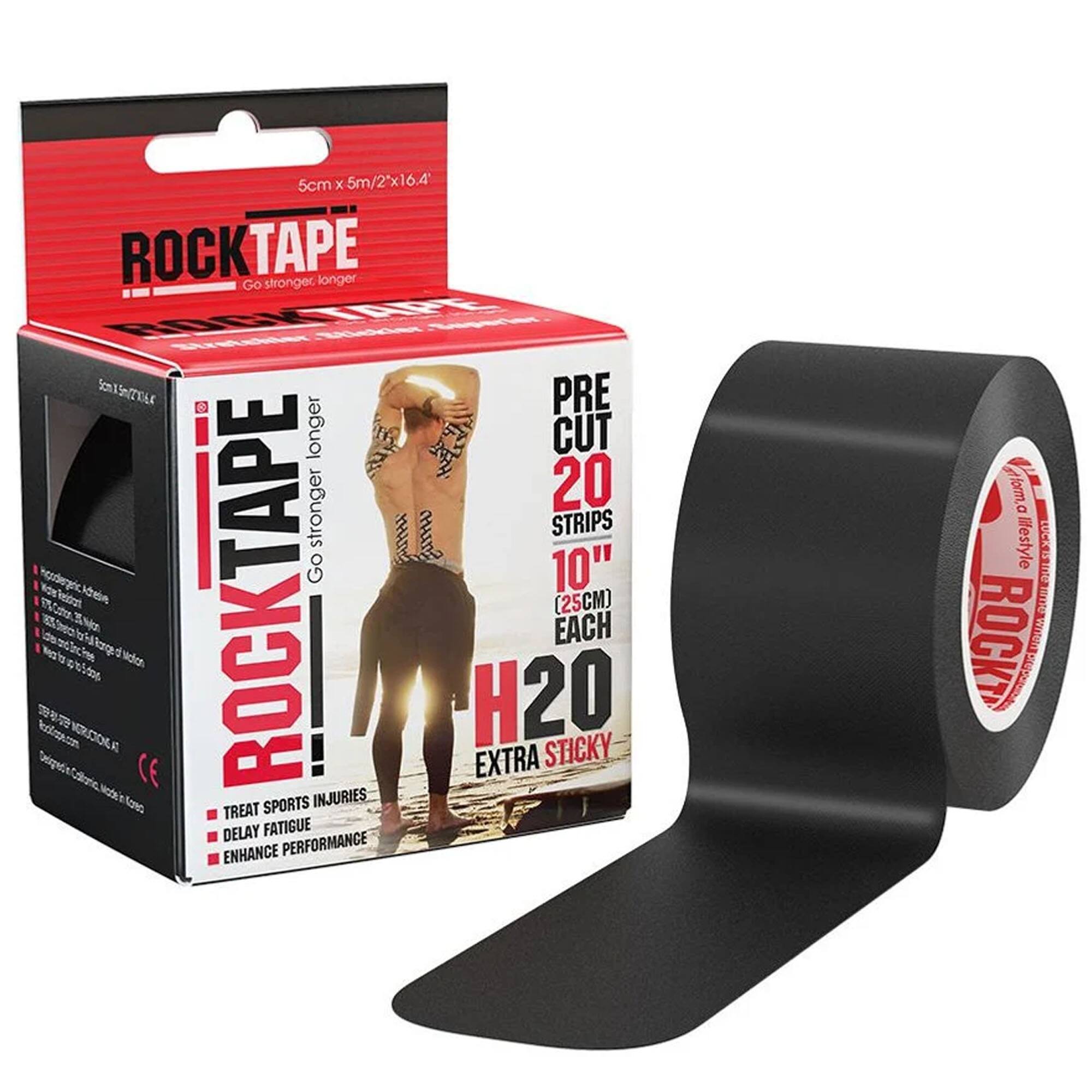 5cm x 5m / 2' x 16.4' ROCKTAPE  
Go stronger, longer  
ROCKTAPE Stretchier  
PRE CUT stronger 20  
www.ROCKTAPE.com  
STRIPS  
ROCKTAPE Go 10" (25CM) EACH  
H20 EXTRA STICKY  
TREAT SPORTS INJURIES  
DELAY FATIGUE  
ENHANCE PERFORMANCE  
form a lifestyle  
LUCK 15  
ne-lime ROCKTAPE