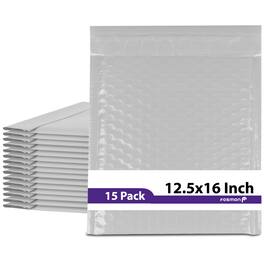 Fosmon - #6 Poly Bubble Mailer 12.5 x 16, Extra Wide Padded Shipping Envelopes, 12 x 15" Usable size - 15 Pack - White
