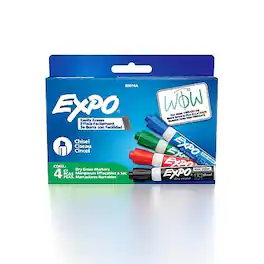Expo - Dry Erase Marker, Chisel Point, 4/Pack - Assorted Colors