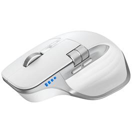 PRIMEPLUS - Wireless Mouse with Rechargeable Ergonomic Optical, Side Scroll, 7 Buttons, Wide Compatibility - Bluetooth & 2.4G - Wireless - White