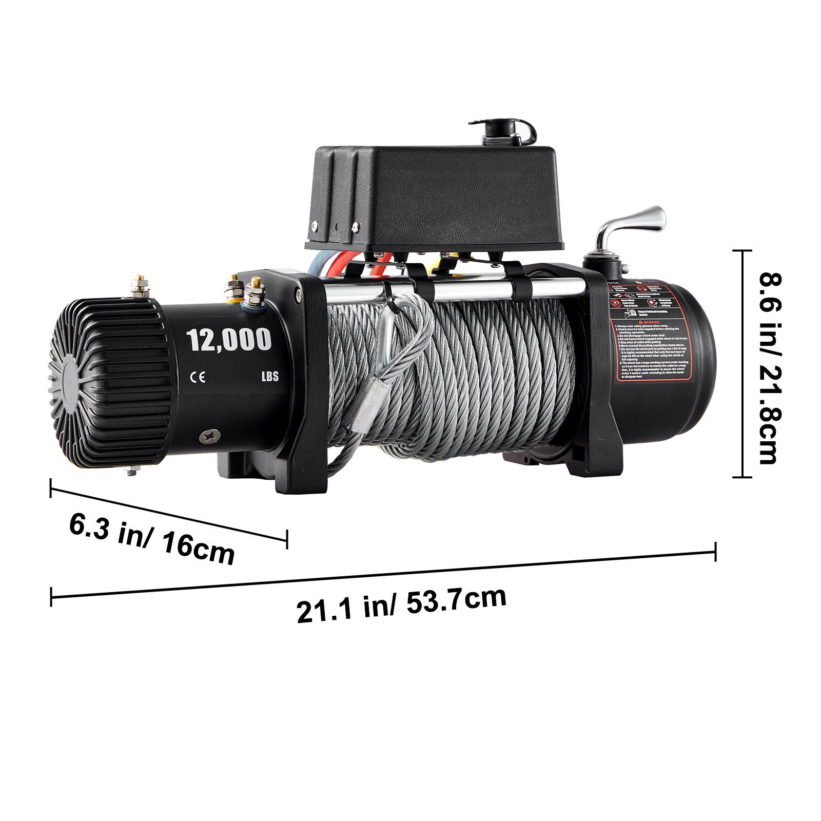 12,000 CE LBS 6.3 in/ 16cm 21.1 in/ 53.7cm | I I - 8.6 in/ 21 21.8cm