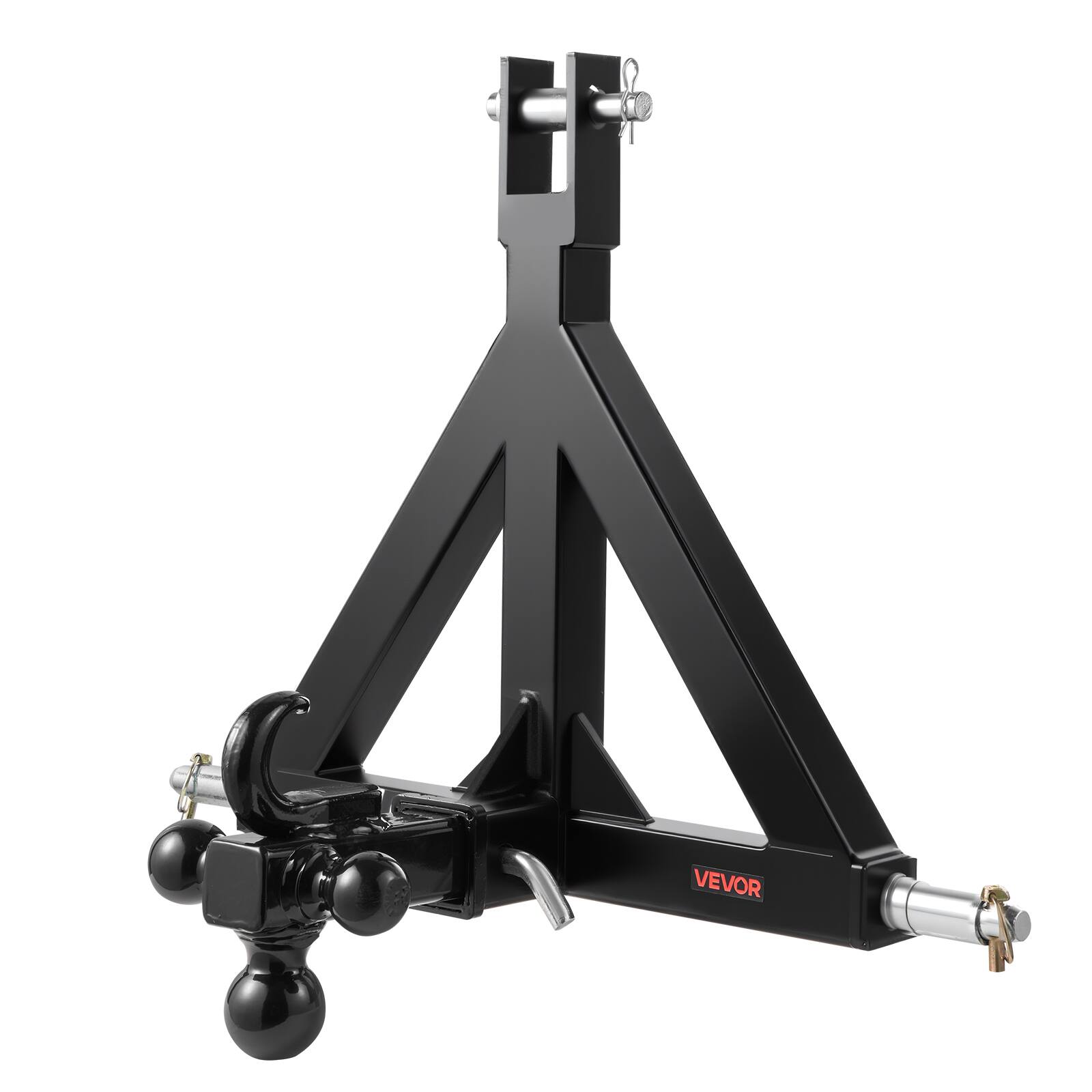 Alt View 5. VEVOR - 3 Point Trailer Hitch 2 in Receiver, 3pt Quick Hitch Attachment with 3 Trailer Balls, Tractor Tow Drawbar Adapter - Black.