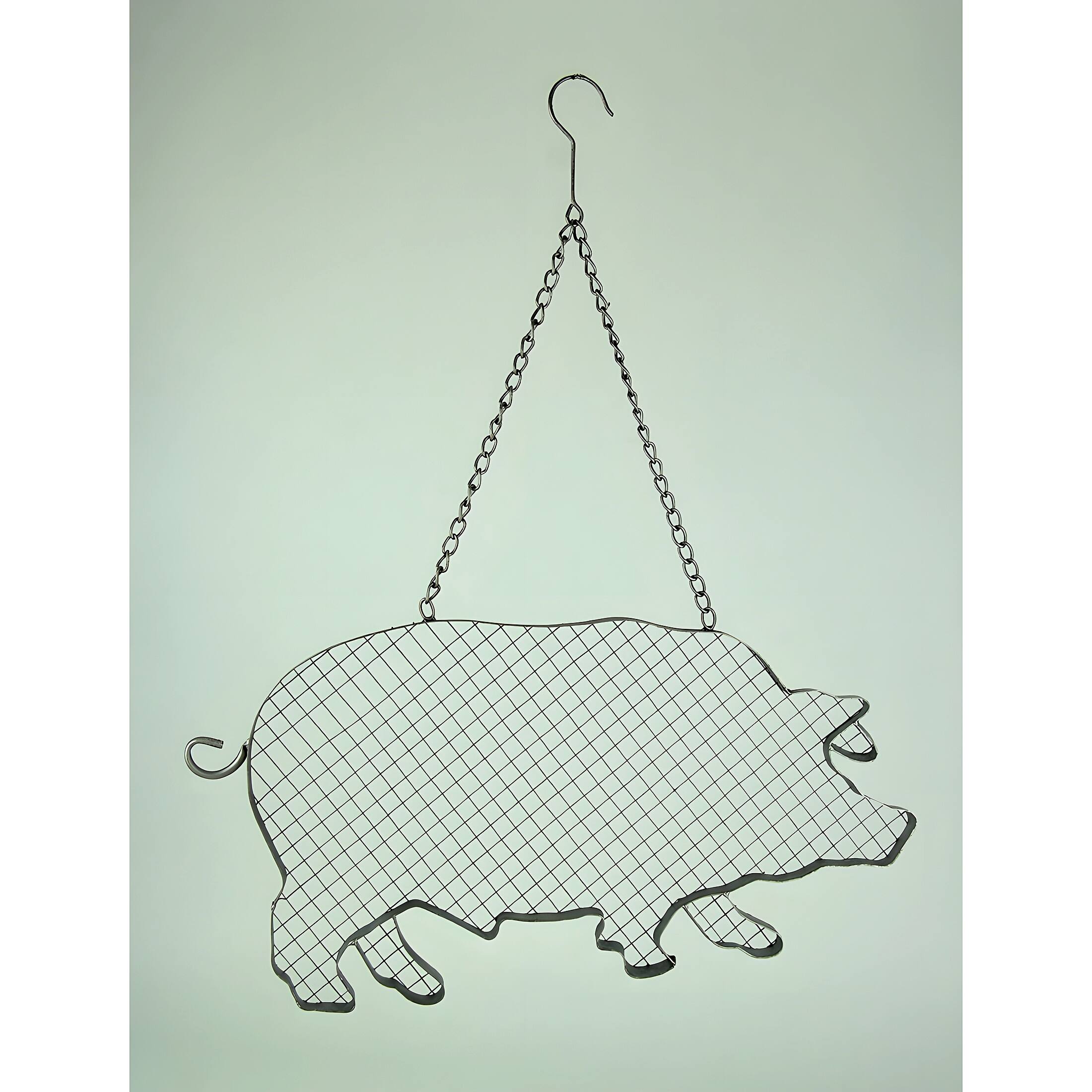 Alt View 2. VIP Home and Garden - Metal and Mesh Wire Hanging Pig Farmhouse Decor - Silver.