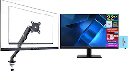Acer - Vero V227Q H 22" FHD VA Monitor, AMD FreeSync, HDMI, (UM.WV7AA.H01) w/DKZ Hub & Ergoflexy Single Mount Arm - Black