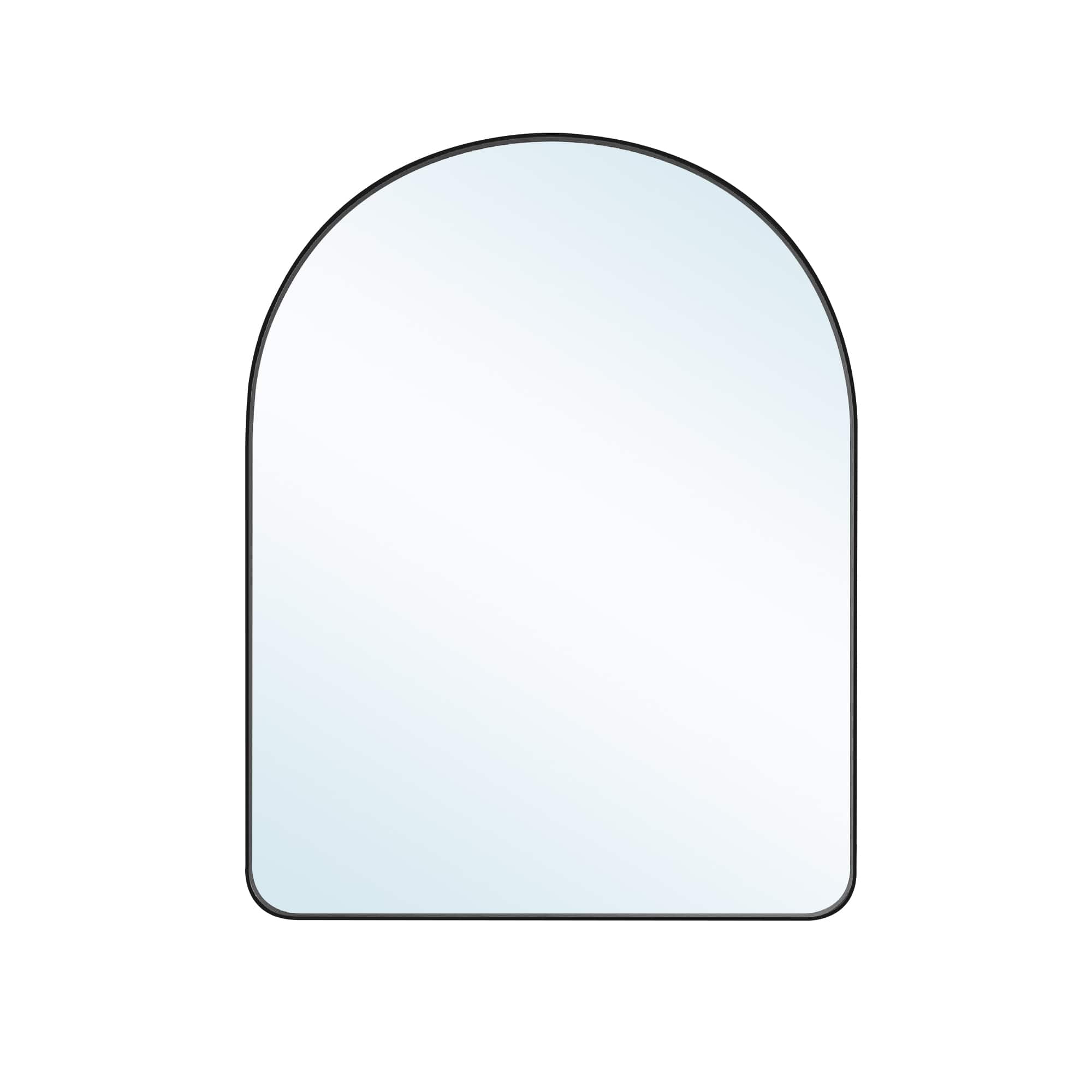 WELLFOR - 28 in. W x 36 in. H Arch Anodized Aluminum Framed Bathroom Vanity Mirror - Matte Black