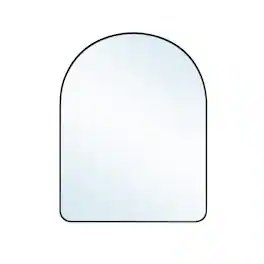 WELLFOR - 28 in. W x 36 in. H Arch Anodized Aluminum Framed Bathroom Vanity Mirror - Matte Black