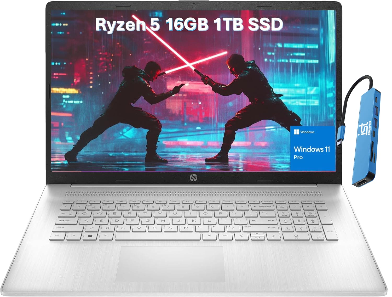 17 17.3" FHD Laptop - AMD Ryzen 5 with 16GB Memory - 1TB SSD - HP Fast Charge - Win 11Pro - Silver