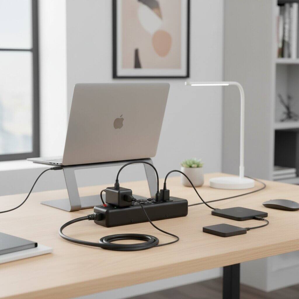 Alt View 2. Dazzed Corner - 8 Outlet Heavy Duty Power Strip, 6 FT Wall Mount Power Strip - Black.