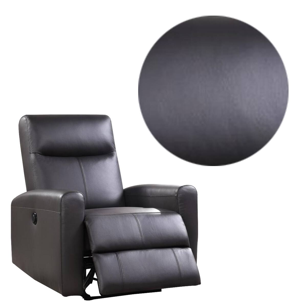Left. Manhattan Lane - Leatherette Power Recliner with Tufted Back - Brown.
