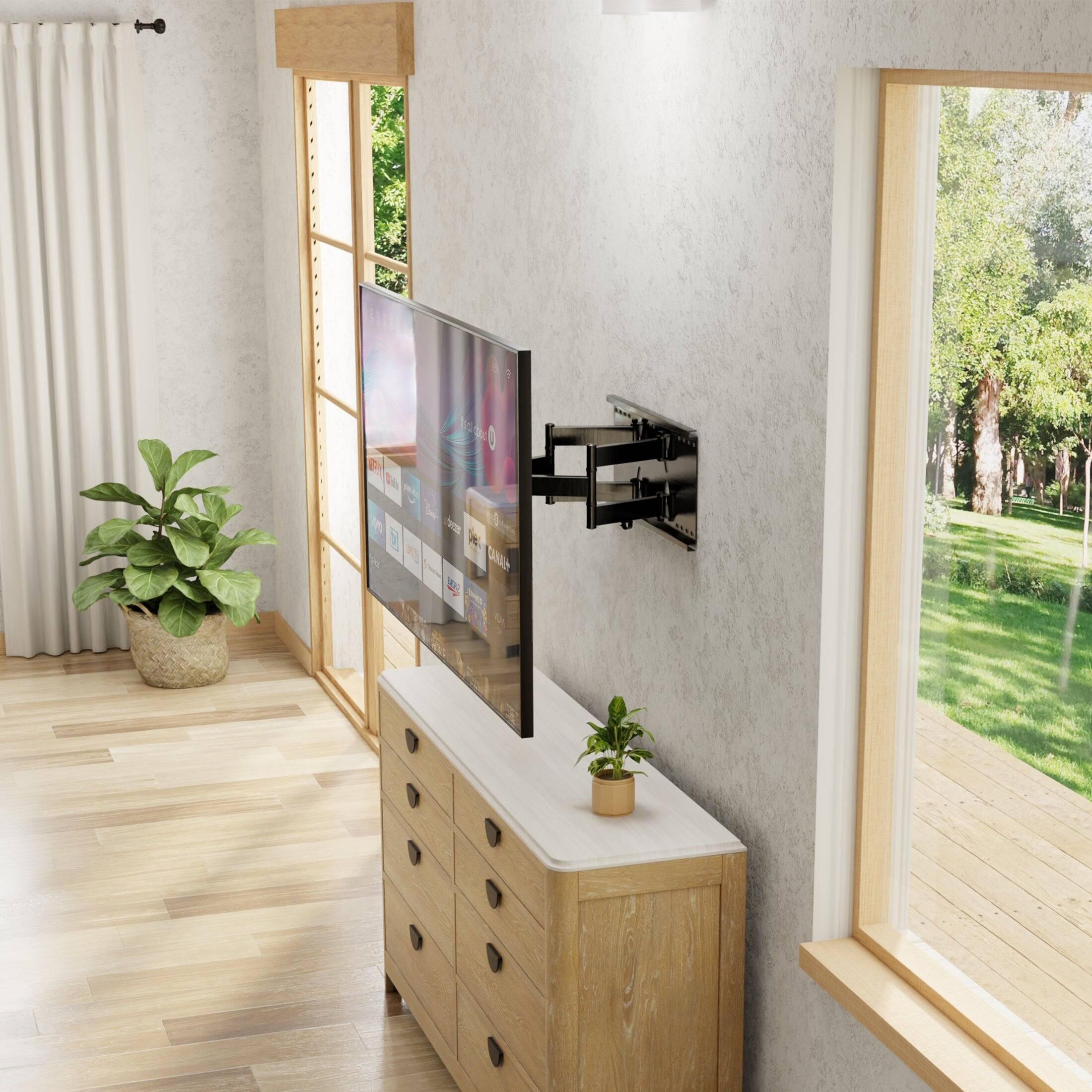 Left. Mount-It! - Extra Large Full Motion TV Wall Mount for 48–90" – Heavy Duty, 220 lb Capacity, 20" Extension, VESA Compatible - Black.