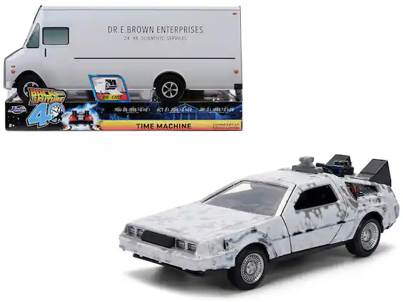 DR. E. BROWN ENTERPRISES
24 HR SCIENTIFIC SERVICES
BACK TO THE FUTURE
TIME MACHINE
DIE-CAST
Limited Edition
Edition Limitée
Jada
40th Anniversary
1985-2025
12+
05 185 0828
128