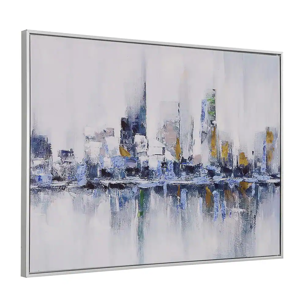 Carolina Chair & Table Cityscape Abstract Wall Art Silver Frame Small ...