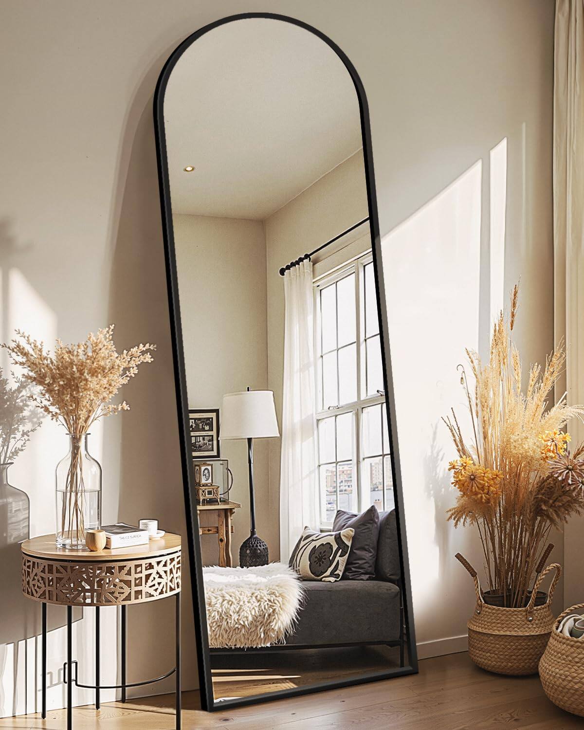 Front. Stylel Star - Arched Mirror Full Length Standing Body Large Floor With Stand For Wall Entryway Door Bedroom Bathroom Living Room.