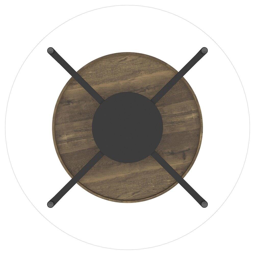 Alt View 5. Coaster Co. of America - Delfin Round Glass Top Coffee Table Black and Brown - Brown.