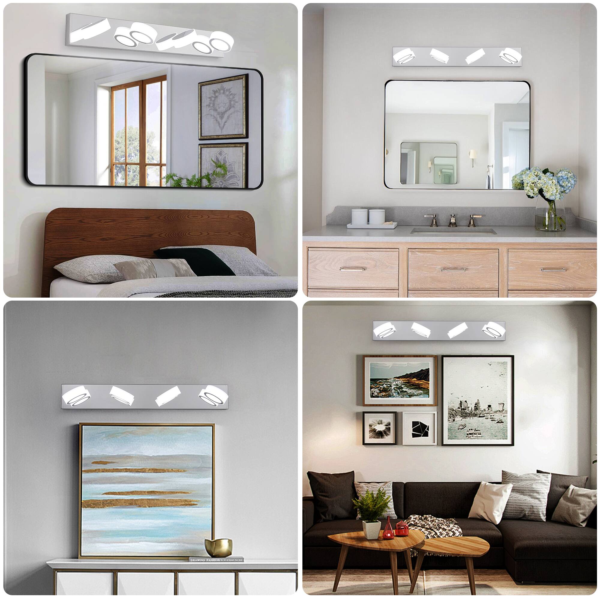 Alt View 1. APRILSOUL - 29 Inch Modern 4-Light LED Vanity Light Sleek Chrome Bathroom Wall Light Fixture for Mirror Shower and Bathroom Decor.