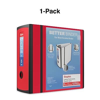 1-Pack  
BETTER BINDER  
Our Most Durable Binder  

Staples  
Lasting Performance  
5 Staples  
1270