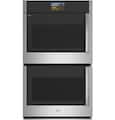 GE Profile - 30" Smart Built-In Double Electric True European Convection Wall Oven with Air Fry and Left-Hand Side Swing Doors - Stainless Steel