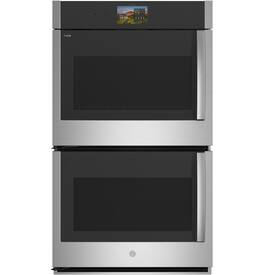 GE Profile - 30" Smart Built-In Double Electric True European Convection Wall Oven with Air Fry and Left-Hand Side Swing Doors - Stainless Steel
