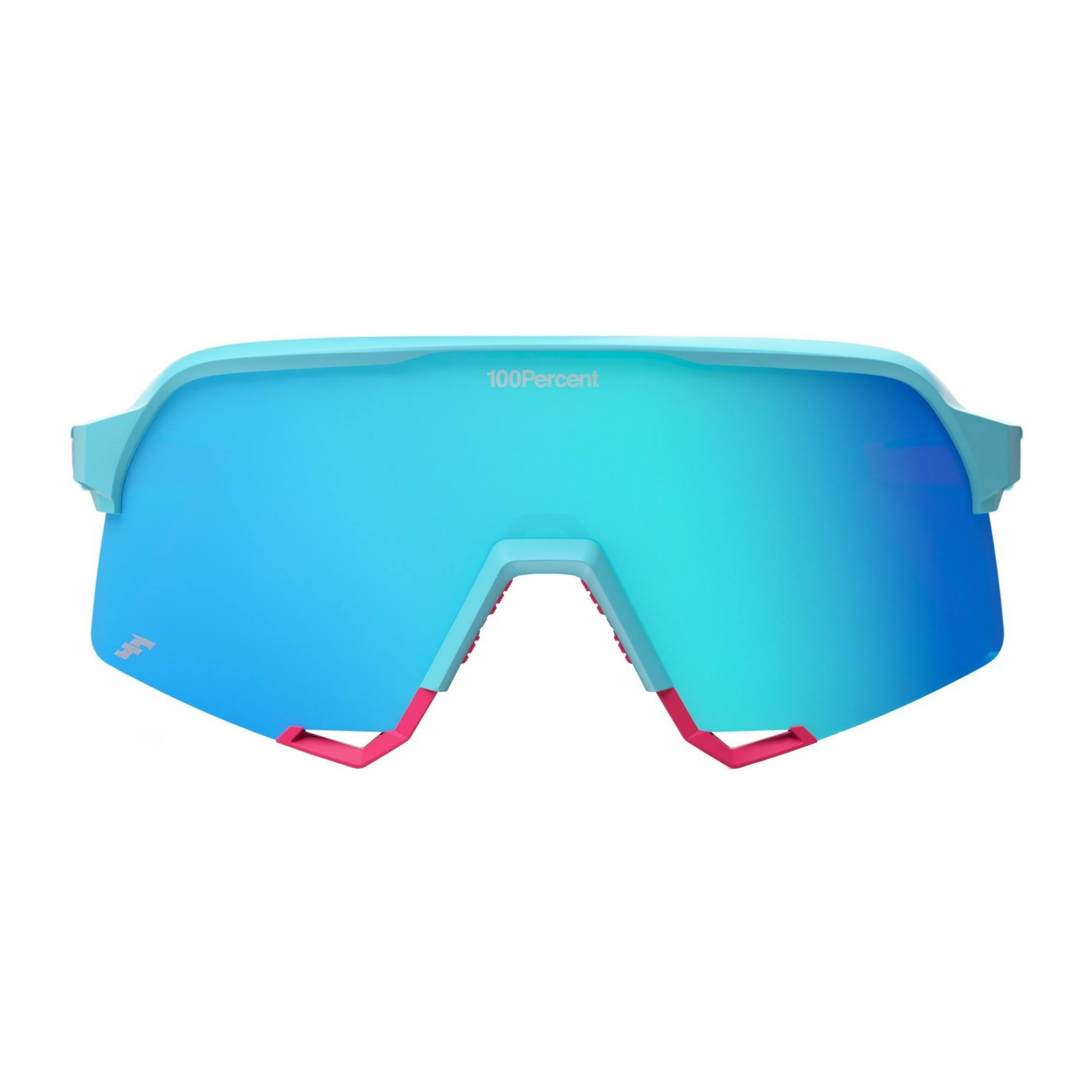 Left. 100% - 100 Percent S3 LE Tatis 4 Soft Tact Blue Sunglasses with Blue Topaz Mirror Lens - Blue.