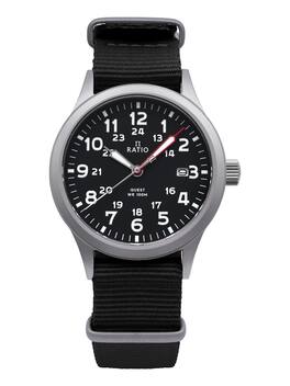RATIO - Quest Men's Field Watch Sapphire Nylon Strap Quartz RTQ017 100M Lewis And Clark Edition - Black