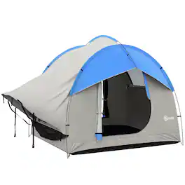 Outsunny - Waterproof SUV Tent, Car Tent with 3 Doors and Mesh Window, for 5-6 Person Camping Travel - Gray and Blue