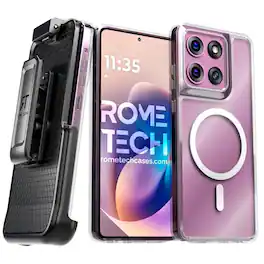 RomeTech - Magnetic Case with Belt Clip & Holster for Moto G Stylus 5G 2026/2025 - Clear