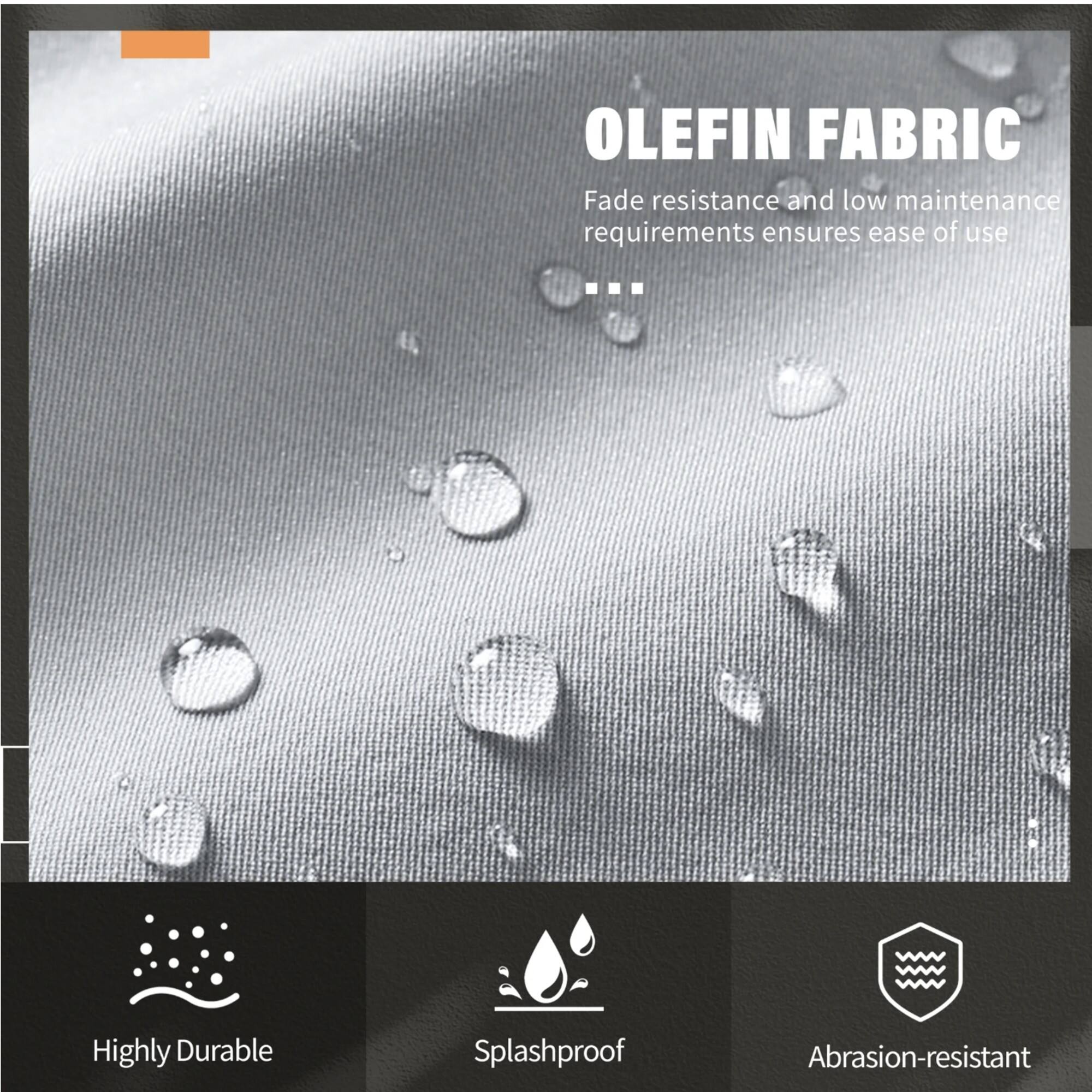 OLEFIN FABRIC

Fade resistance and low maintenance requirements ensure ease of use

- Highly Durable
- Splashproof
- Abrasion-resistant