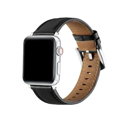 Front. Posh Tech - Drake Leather Band for Apple Watch - Black.