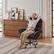 Left. Bestier - Office Cross-Legged Chair with Ergonomic Headrest, Flip-up Armrest & Adjustable Backrset for Home Office - Black PU Leather.