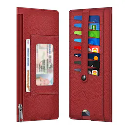 Kitcheniva - RFID Blocking Slim Credit Card & Change Wallet Holder Pouch - Poppy Red