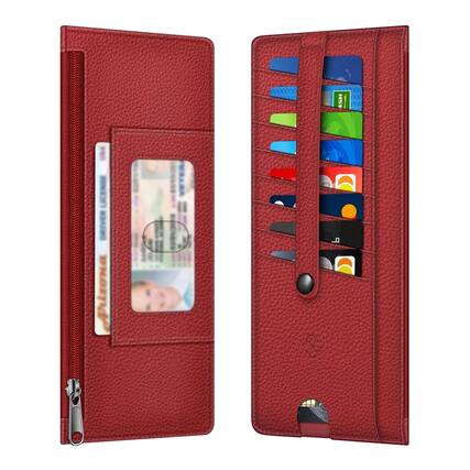 Front. Kitcheniva - RFID Blocking Slim Credit Card & Change Wallet Holder Pouch Poppy Red - Poppy Red.