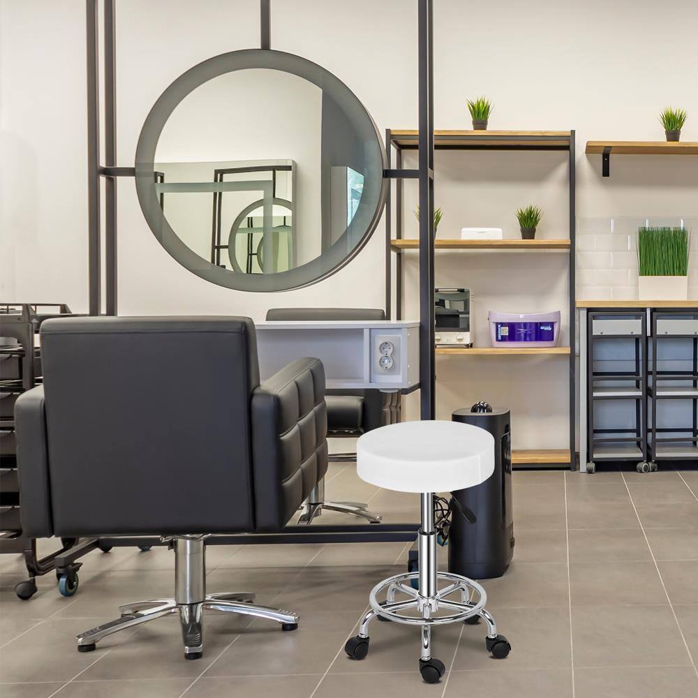 Alt View 2. Winado - Round Hydraulic Rolling Swivel Stool Salon Spa Tattoo Facial Massage Seat Office Chair - White.