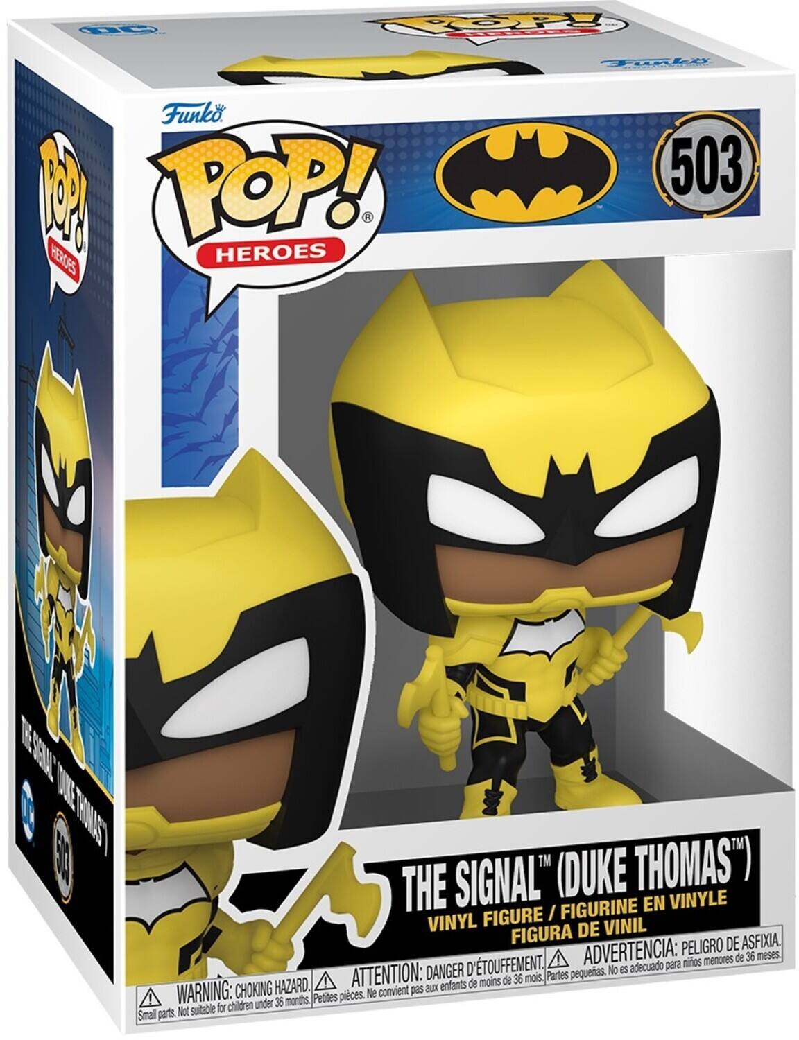 Funko. POP! R HEROES HEROES Tke 503 EE SEUE WE TRAAST O THE SIGNAL" (DUKE THOMAS") FIGURINE EN VINYLE FIGURE I VINYL DE VINIL FIGURA DE ASFIXIA. ADVERTENCIA: PELIGRO 36 meses. nios menores de ATTENTION: DANGER D'TOUFFEMENT. Partes pequerias. No es adecuado para de moins de 36 mois. WARNING: CHOKING HAZARD. convient pas aux enfants Petites pices. Ne children under 36 months. Not suitable for Small parts